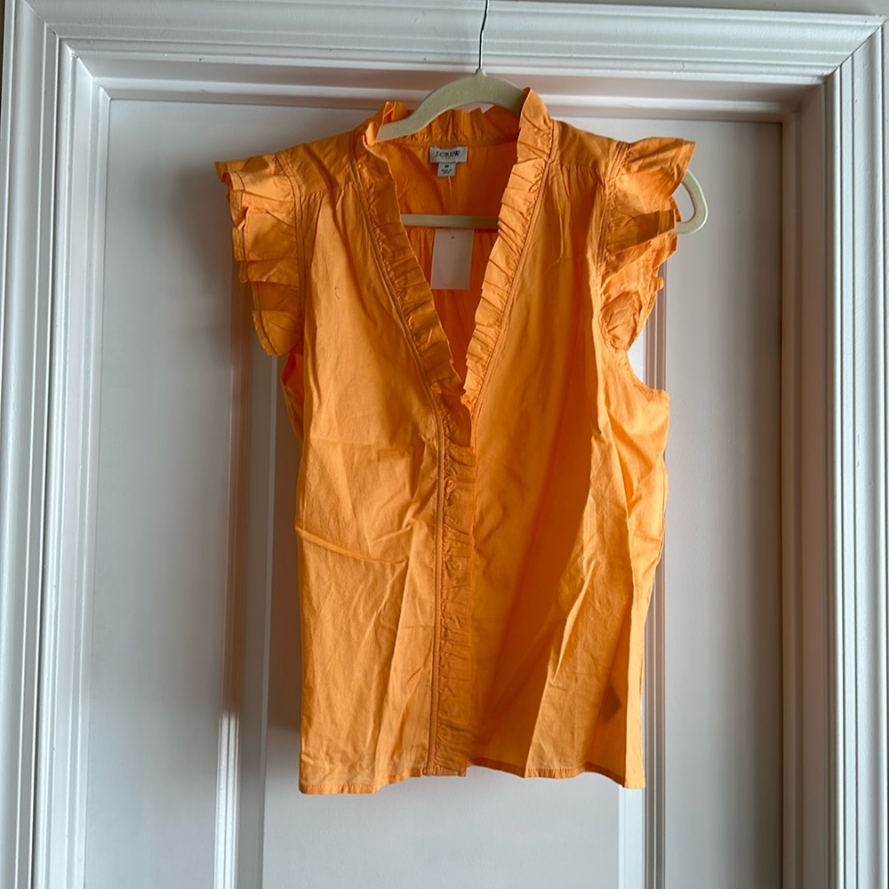 Medium orange JCrew flutter sleeve top